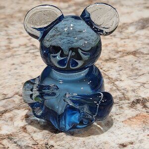 Blue Glass Bear Figurine By United States Commemorative Fine Art Gallery